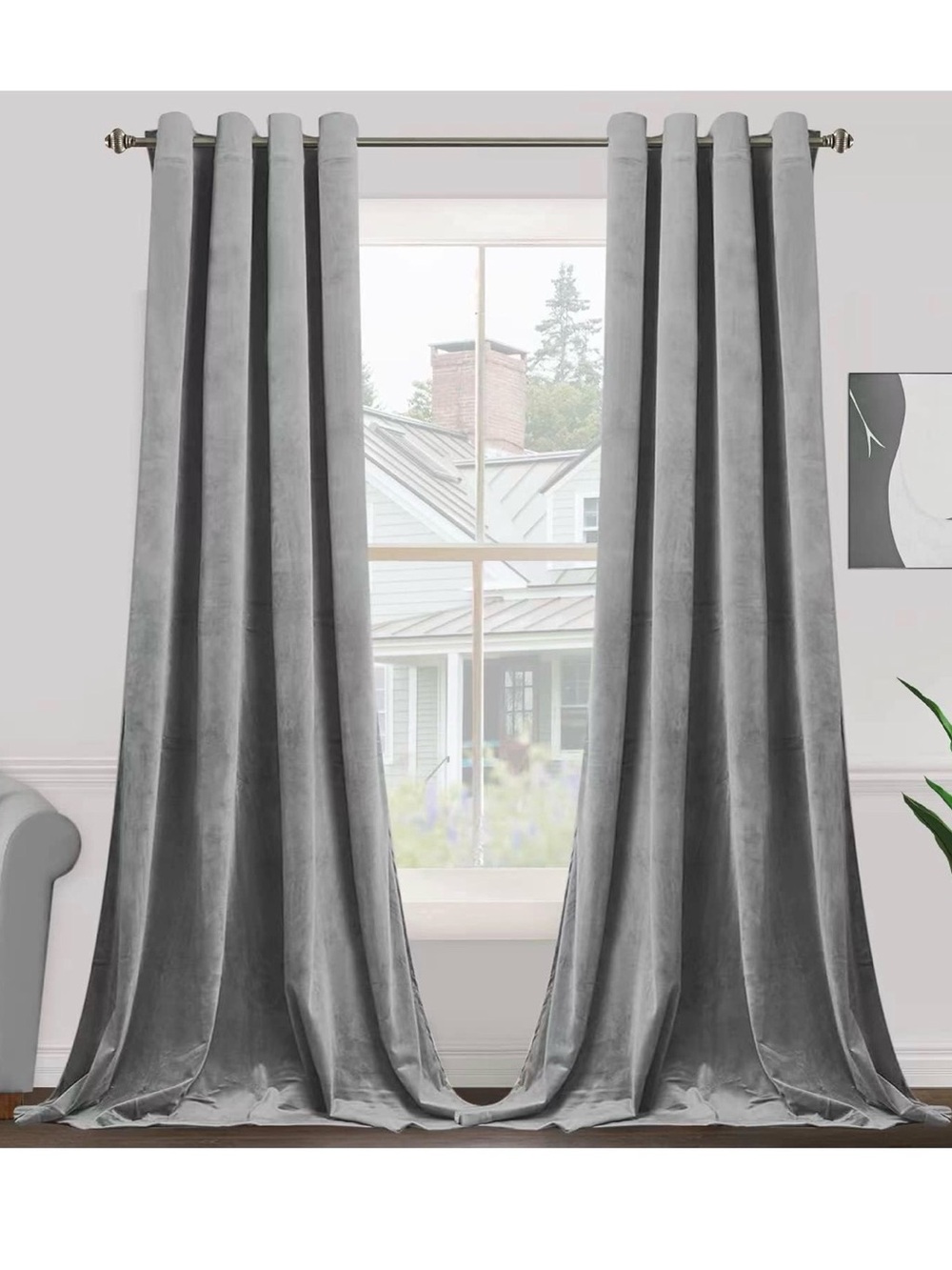 SET OF 6 CURTAIN PANELS - gray 84 x 52